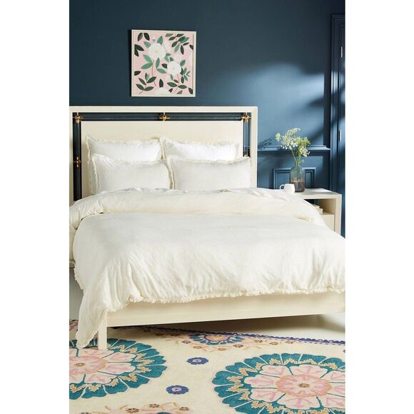 New Anthropologie Jacquard-Woven Imogen Duvet Cover Queen - Picture 1 of 7